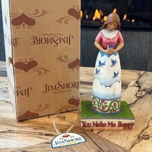 Jim Shore Heartwood Creek You Make Me Happy Figurine 4007239 Box Girl Bluebird